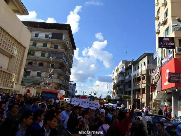 مصر:مسيرة حاشدة لطلاب ضد الانقلاب بدمياط.