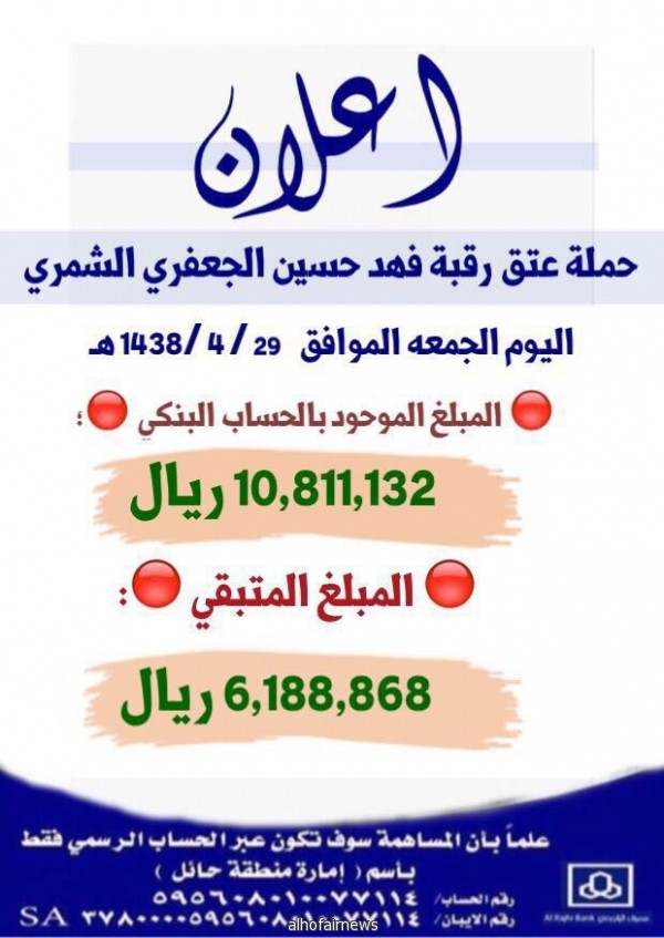 اجتماع لجنة حملة " سجين حائل " يوم الجمعة الموافق 29-4-1438هـ